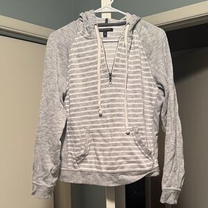 Banana Republic Heather Gray Striped Hooded Pullover